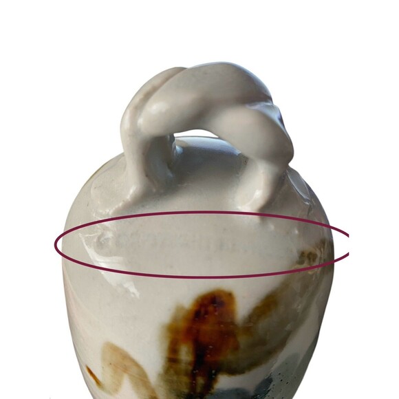 Vintage Hand Painted Pottery Hanging Vase Ornament Stone Floral Design 6" Tall - Picture 5 of 11